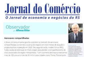 Brave aeronaves compartilhadas no Jornal do Comércio do Rio Grande do Sul